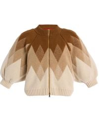 RÙADH - The Innes Puff-Sleeve Jacquard Wool Top - Lyst