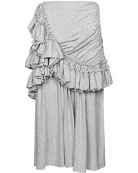 Dries Van Noten - Humairah Ruffled Cotton-Jersey Midi Skirt - Lyst