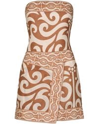 Johanna Ortiz - Raíz Ritua Strapless Linen Mini Dress - Lyst