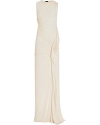 Atlein - Ruched Ribbed-jersey Gown - Lyst