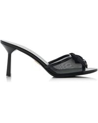 Prada - Bow-Detailed Mesh Mules - Lyst