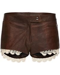 Magda Butrym - Lace-Trimmed Leather Shorts - Lyst