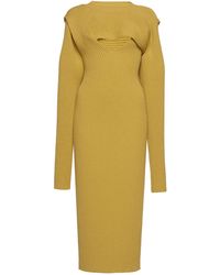 Bottega Veneta - Ribbed Knit Cutout Midi Dress - Lyst