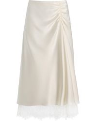 SIR. - Ingrid Lace-trimmed Satin Midi Skirt - Lyst