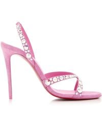 Christian Louboutin - Emilie 100mm Embellished Suede Sandals - Lyst