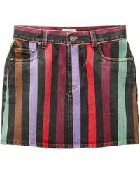 Versace - Striped Denim Mini Skirt - Lyst