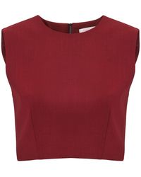 Carolina Herrera - Cropped Bi-Stretch Wool Tailored Top - Lyst