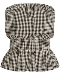 Posse - Aurelia Strapless Gingham Cotton Top - Lyst
