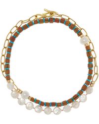 Lizzie Fortunato - Porto Covo Gold-plated Pearl Beaded Chain Necklace - Lyst