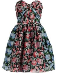 Carolina Herrera - Gathered Organza Mini Dress - Lyst