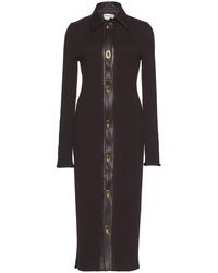 Bottega Veneta - Collared Knitted Wool-blend Midi Dress - Lyst