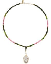 Joie - 14K Tourmaline Sapphire Pearl Drop Necklace - Lyst