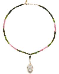 Joie - 14K Tourmaline Sapphire Pearl Drop Necklace - Lyst