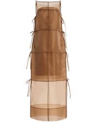 STAUD - Chandler Tie-Detailed Organza Midi Dress - Lyst
