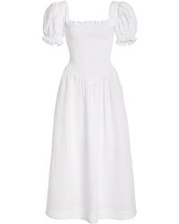 plain white linen dress