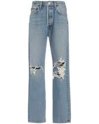 Agolde 90's Pinch-waist Rigid High-rise Organic Cotton Straight-leg Jeans - Blue