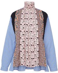 Prada - Pleated Patchwork Shirt - Lyst