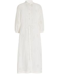 Erdem - Embroidered Cotton-blend Midi Shirt Dress - Lyst