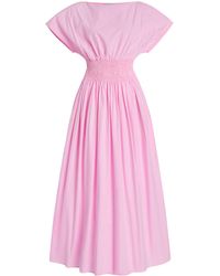 Matteau - Exclusive Shirred Cotton Midi Dress - Lyst