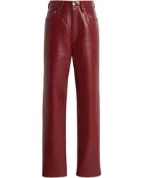 Agolde - Leather 90's Pinch Waist Long Jeans - Lyst