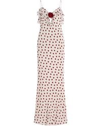 De La Vali - Esperanza Polka-Dot Crepe De Chine Maxi Dress - Lyst