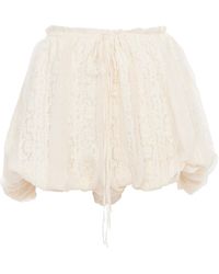 Chloé - Lace-Paneled Organic Silk Mousseline Shorts - Lyst
