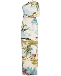 Oscar de la Renta - One-Shoulder Draped Maxi Dress - Lyst