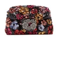 Roger Vivier - Dark Bouquet Sequin-Embellished Satin Clutch - Lyst