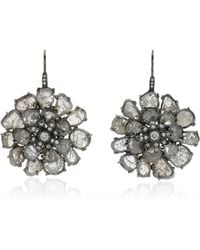 Amrapali - 18k White Gold Grey Sliced Diamond Drop Earrings - Lyst