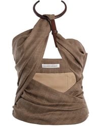 Christopher Esber - Wood-Detailed Draped Wool Herringbone Top - Lyst