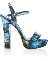 Dolce & Gabbana - Floral Satin Platform Sandals - Lyst