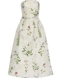 Monique Lhuillier - Printed Silk Midi Dress - Lyst