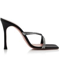 AMINA MUADDI - Adriana Crystal-embellished Satin Sandals - Lyst