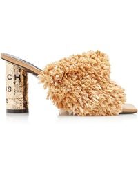 Givenchy - Heel Fringed Raffia 65Mm Mules - Lyst