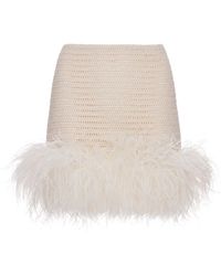 Magda Butrym Feather-trimmed Crochet Mini Skirt - White
