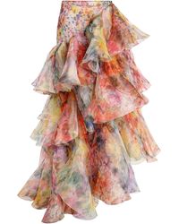 Zimmermann - Luna Ruffled Midi Skirt - Lyst