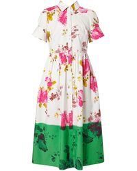 Erdem - Pleated Cotton Poplin Midi Shirt Dress - Lyst