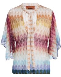Missoni - Knit Tie-neck Top - Lyst