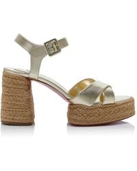 Christian Louboutin - Calakala 85Mm Metallic Leather Platform Sandals - Lyst