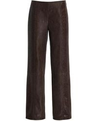 Paris Georgia Basics - Python-embossed Leather Straight-leg Pants - Lyst
