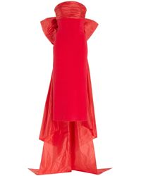 Oscar de la Renta Bow-detailed Taffeta And Knit Gown - Red