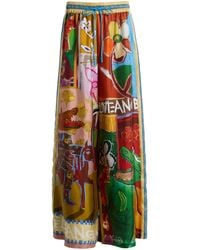 ALÉMAIS - Mlak Printed Silk-Twill Pants - Lyst