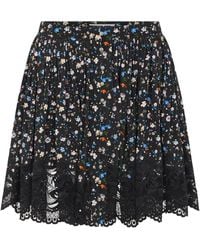 Rabanne - Lace-Trimmed Crepe Mini Skirt - Lyst