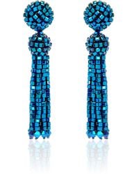 Oscar de la Renta - Fringed Crystal Clip-On Earrings - Lyst
