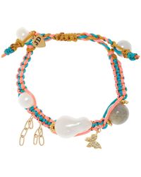 Joie DiGiovanni - Tropical Mermaid Knotted Silk 18k Yellow Gold Multi-stone Bracelet - Lyst