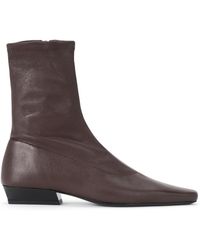 STAUD - Wally Flat Leather Ankle Boots - Lyst