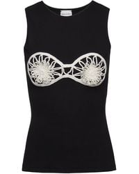 Magda Butrym - Embroidered Sleeveless Cotton Top - Lyst