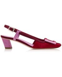 Roger Vivier - Belle Vivier Striped Suede Slingback Pumps - Lyst