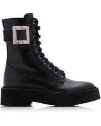 Roger Vivier - Viv Rangers Buckle-embellished Lace-up Leather Boots - Lyst
