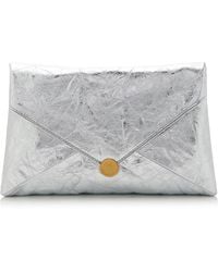 Dries Van Noten - Crushed Metallic Leather Clutch - Lyst